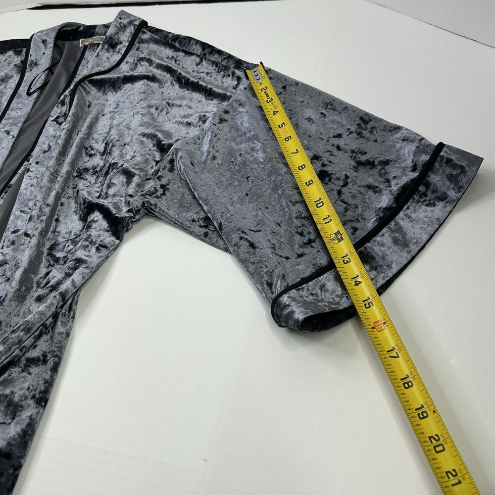 Anthropologie Pleione Crushed Velvet Open Front Kimono Duster Womens Small Gray - Picture 7 of 9